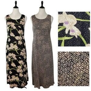 VINTAGE Sheer Empire Maxi REVERSIBLE DRESS sz S Floral Fairy Y2K Whimsigoth VTG